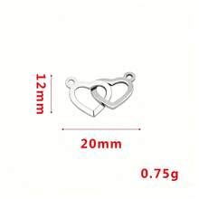 5 piezas de conectores de corazón entrelazados en oro y plata, eslabones de corazón doble de acero inoxidable 304 para hacer pulseras, collares y suministros de joyería DIY - conector - Ver 6