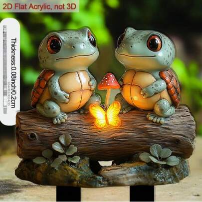 Estacas de acrilico 2D en forma de tortuga, seta y mariposa de madera adorables, decoración para jardín y césped al aire libre, diseño encantador de tortuga, regalo de inauguración de casa