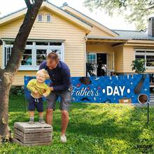 1Pc Happy Father's Day Banner - Blue Happy Fathers Day Yard Banner | Happy Fathers Day Decorations For Party | Happy Father's Day Backdrop For Father's Day Party Decorations, Waterproof, Durable And Wear-Resistant, Washable, Best Choice For Celebrating Holidays Or Events, For Indoor Or Outdoor Use, Front Patio, Lawn, Garden, Porch, Fence, Celebrations, Ideal For Father's Day  Decorations - 樣式 2 - 查看 2