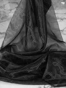 1pc Shiny Soft Semi-Transparent Organza Fabric, For Wedding Party Decor, DIY Sewing Crafts - Black - View 5