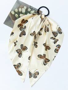 6pcs Butterfly Print Ribbon Hair Scrunchies, Fashionable Versatile Ponytail Holders Suitable For Daily Outfit Matching - Multicolor - View 6