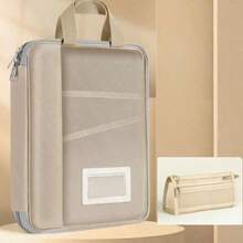 2pcs Transparent Nylon File Folder And 4-Color Grid Pencil Case, Portable Student Homework Organizer, Exam File Folder And Stationery Storage Bag With Handle - Sets - View 4