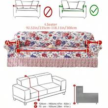 1pc Milk Silk Fabric Anti-Slip Elastic Decorative Sofa Skirt Cover, Printed Feather & Leaf Pattern, Rich Colors, Pet-Friendly Anti-Dust, Available In 1/2/3/4 Seater Sizes, Suitable For All Seasons - Multicolor - View 14