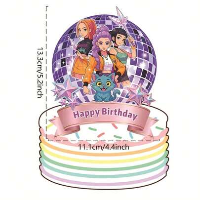 Tachimi 1 tấm thiệp trang trí nhóm nhạc nữ K-POP D Emon Hunter năm 2026 mới, thích hợp để trang trí tiệc sinh nhật, trang trí tiệc theo chủ đề K-POP.