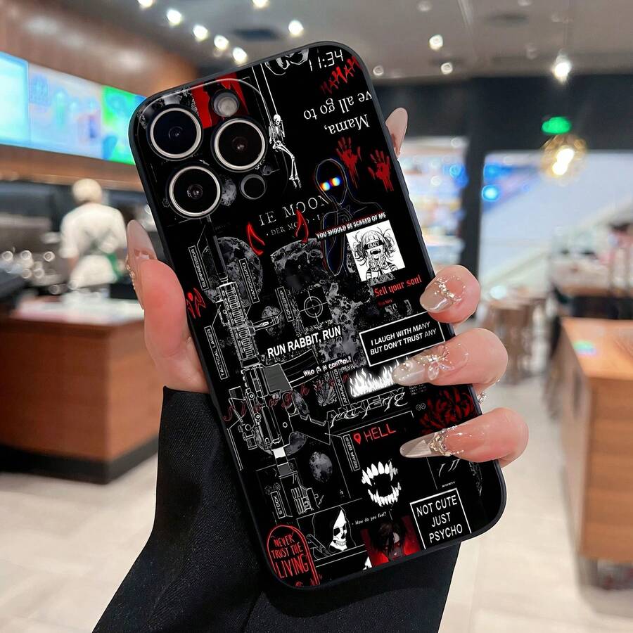 Funda para móvil con diseño artístico psicodélico, compatible con Samsung, Apple, VIVO, OPPO, , y Honor. Fabricada en TPU, ofrece protección contra golpes y caídas. Un regalo ideal para amigos y familiares. - Negro - Ver 1