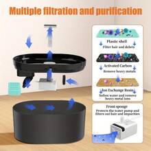 2.2L/74oz Pet Water Fountain | Quiet Cat Dog Water Dispenser With LED Light And Multi-Layer Filter, T-Shape Water Flow, Automatic Pet Water Feeder, USB Powered - 2.2L - View 4