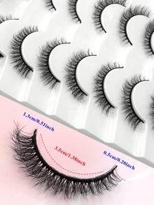 ENCHUW 7 Pairs Fake Eyelashes Fluffy Faux Mink Lashes Volume Eye Lashes Strips Natural Look False Eyelashes For Daily Wear - Black - View 4