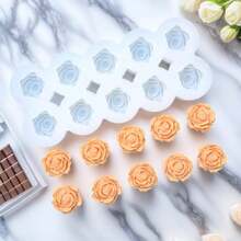 1 khuôn silicon hình hoa hồng để làm sô cô la, dụng cụ làm bánh 10 ngăn, khuôn làm nến thơm, khuôn làm bánh fondant. - 10 bông hoa - Xem 2