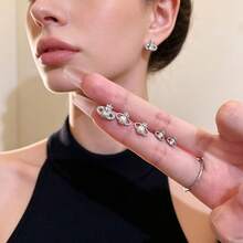 6-Piece Saturn Fashion Miniature Earrings Set: Exquisite, Elegant, Versatile, And Luxurious Design - 銀色 - 查看 3
