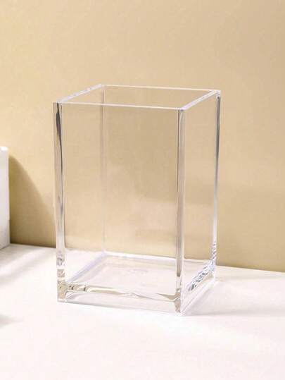 1 pieza Caja de almacenamiento de plástico transparente, organizador de acrílico multifuncional, soporte para bolígrafos de escritorio, soporte para brochas de maquillaje, organizador de papelería, almacenamiento de brochas de maquillaje, organizador de herramientas de maquillaje de escritorio, soporte para lápices labiales, soporte para bolígrafos, soporte para brochas, cubo de almacenamiento de brochas de maquillaje de escritorio, de vuelta a la escuela, suministros de estudio, papelería linda, estilo de campus, papelería, bolígrafos, brochas de maquillaje, lápices de cejas