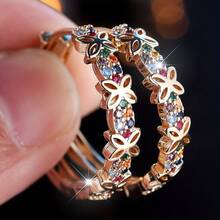 A Pair Of Simple And Stylish Earrings With Multi-Colored Synthetic Cubic Zirconia And Hollow Butterfly Design, Comfortable Jewelry For Women's Daily Wear, With A Novel And Exquisite Style - Multicolor - View 5