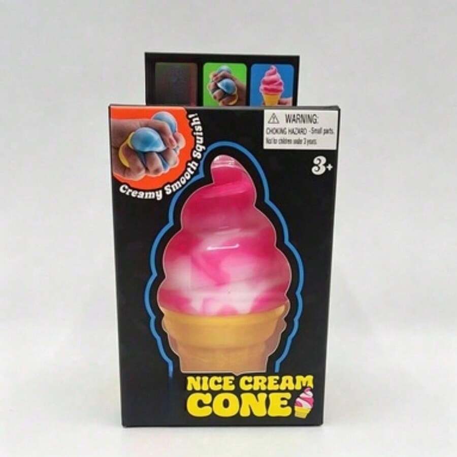 Nice Cream Cone Squishy Fidget Toy, Colorful Ice Cream Squeeze Stress Relief Sensory Toy, Ideal Easter Basket Stuffers Birthday Gift - 粉紅色冰淇淋 - 查看 1
