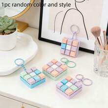Llavero de teclado mecánico mini, accesorio de escritura portátil, perfecto para viajes y uso de oficina. Este llavero (equipado con teclas de colores y cadena - 9 cuadrículas - Ver 8