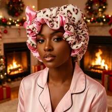 New Leopard Plush Cat Ear Headband, Bow Fluffy Hairband, Quick Dry Shower Cap, Soft Sleeping Hat For Women Men - Baby Pink - View 4