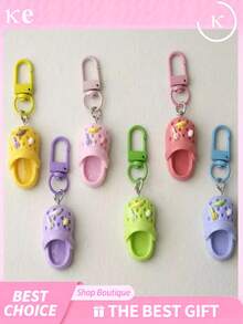 1/6/10/20pcs Colorful Mini Clog Shaped Keychain, Creative Resin Colorful Mini Clogs Shoes Pendant Key Ring Set, Suitable For Women And Men Bags Backpacks Gifts - Multicolor - View 10