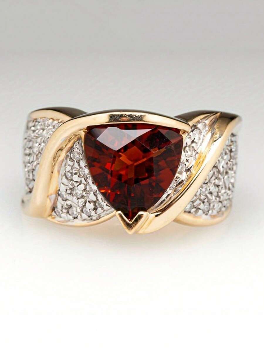 1pc Exquisite Cubic Zirconia Ring, Suitable For Women, Can Be Worn For Weddings, Engagements, Valentine's Day, Parties, An Ideal Gift Choice - 2# - View 1