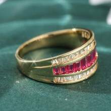 Elegant Luxury Red & White Cubic Zirconia Gold Color Ring, Wedding & Engagement Ring For Women - Gold - View 3