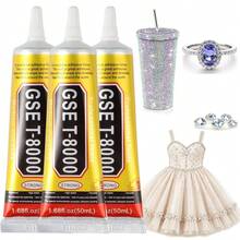 50ml/110ml T8000 transparenter Schmuckkleber mit Präzisionsspitze, Mehrzweck-Hochleistungsklebstoff für DIY-Schmuck, Karten, Metall, Kleidung, Schuhe, Hüte, Tassen, Strass-Dekoration - Verschiedenfarbig - Übersicht 1