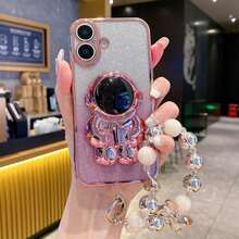 Free Lanyard, Stand, Phone Case + Chain + Wrist Strap Phone Case, Suitable Compatible With Apple 17 PROMAX/16 Promax/15 Promax/14 Promax/13 Promax/12 Promax/11 Promax/XS MAX/7/8 PLUS, Suitable Compatible With Samsung S26/25 24 32 1u, Suitable For Xiaomi, Honor, - Pink - View 2