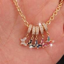 5pcs Diamond Inlaid Butterfly Shaped Pendant Diy Jewelry Making Accessories - Yellow Gold - View 4