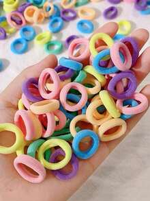 100pcs Summer Multi-Color Minimalist Hair Tie Set, Random Assorted Colors, Simple Hair Tie Set, Suitable For Braids And Ponytails Women Hair Accessories Hair Ties, Fits All Hair Lengths - Multicolor - View 4