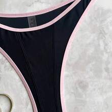 Swim  Women's Colorblock Cutout V-Neck Tankini Swimwear, Sexy European Style Swimwear For Summer Beach Vacation - Negro - Ver 7