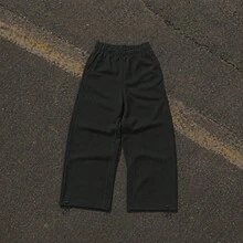 Men's Sweatpants, Wide Leg Sweatshirt Pants Streetwear Style - Black - View 9