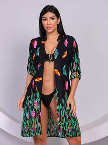Printed  Long-Sleeved Shirt - 黑色 - 查看 9