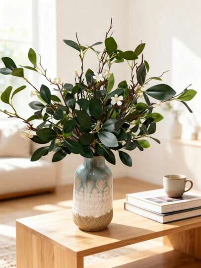 1pc/3pcs/6pcs 60cm/23in Lifelike Ficus Leaf Branches, Realistic Texture, Green Artificial Foliage, Bulk Fake Plants For Wedding Bouquets, Vase Fillers, Home Decor, Office Rustic Style, Valentine's Day, Birthday, Graduation Gifts