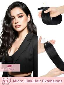 8D Micro-Link Human Hair Extensions, 12-22 Inches Length, 28g/Pack, Multi-Color Straight Hair, Suitable For Women, Invisible Beads Easy To Install, Suitable For Weddings And Parties - Multicolor - View 22