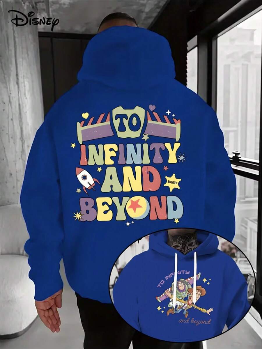 Disney Men'S Toy Story Themed Hoodie - Belle'S Beast Costume With "TOINFINITY AND BEYOND" Text, Pull-Over Sweatshirt, AuthenticMerchandise, Perfect For Themed Parties And Casual Wear, MachineWashable Adult Apparel - 藍色 - 查看 1