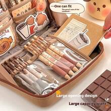 Heavyweight! Water Vole Stationery Pencil Case Gift Set, Large Capacity Flip-Top Wide-Mouth Pencil Box, Stationery Pencil Case For Student Daily Use, Cute Water Vole Stationery Full Set, Back To School Stationery Gift Set All-In-One Pencil Case, Waterproof And Dirt-Resistant Pencil Case, Elementary School Student Gift Set. The Pencil Case Can Be Freely Decorated. - Kapibala Pencil Case Set - View 4