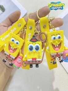 SpongeBob SquarePants 1个海绵宝宝卡通钥匙扣，可爱挂件，可挂在车钥匙、背包上，是节日和生日礼物的理想之选。 - 彩色 - 查看 2