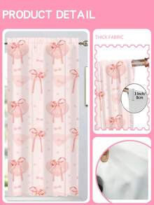 2PCS 110G Pink Heart Bow Print Curtain Blackout Curtains Outdoor Indoor Curtains Room Darkening Window Drapes Thermal Insulated For Bedroom Living Room For Balcony Easy To Hang Modern Style 100% Polyester - Multicolor - View 6