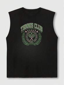 Áo vest không tay dáng rộng thoải mái phong cách tennis kiểu Mỹ cổ điển GRDR dành cho nam, thích hợp cho mùa hè. - màu đen - Xem 4
