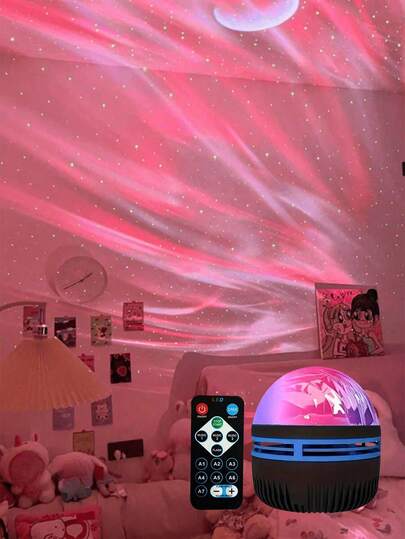 1pc Atmosphere Projection Lamp, RGB Remote Control, Starry Night Light, USB Powered, Auto Rotating, Dreamlike Theme, Bedroom Decor, Christmas, Camping, Wedding, Gift Decor, Wedding Decor, Magical Projection Lamp Gift