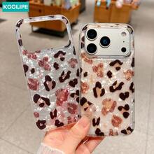 Koolife 1pc Pink Glitter Leopard Print Phone Case, PC+TPU Shockproof Cover, Iridescent Shell Texture, Anti-Scratch Protective Case, Compatible With Apple17/17pro/17promax/16/15/14/13 - Pink Leopard Print - View 5