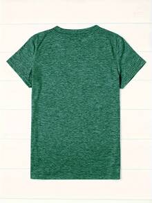 Elegante Camiseta de Fiesta para Mujer con Estampado Floral Colorido, Cuello Redondo y Manga Corta| Elegante y fotogénico, perfecto para primavera/verano/otoño. - Verde Oscuro - Ver 2