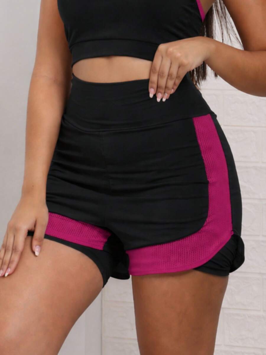 Double Fitness Shorts - Burgundy - View 1