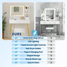 Vanities & Vanity Benches - White - View 3