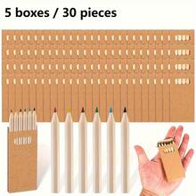 30pcs Mini Colored Pencil Set, 5 Boxes With 6pcs Natural Wooden Colored Pencils Each, Suitable For Drawing, Sketching And Party Favors - Multicolor - View 8