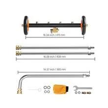 16" Pressure Washer Undercarriage Cleaner, Stainless Steel Surface Cleaner For Pressure Washer, 4000 Max PSI, Angle Adjustment Gear, 4 Spray Nozzles, 2 Extended Wands For Driveway, Patio, Deck - Long pole version 16 inch - 查看 10
