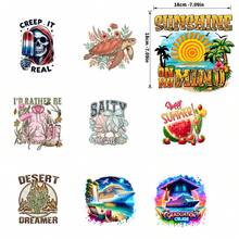 9PC DIY iron on transfers for tshirts,  Turtle With Flowers   Hunting Jacket And Boots   Salty Sea Shell   Sweet Summer Watermelon   Graduation Cruise Ship   Sunshine On My Mind   Cruise Ship Beach   Desert Cactus Dreamer   Crew It Real Shirt , Easy Heat Transfer for Clothing, T-Shirts, Jeans, Backpacks, Hats & Pillows,  Washable Stickers Perfect for Casual Style, Ideal Gift for Women and Men. - Zufälliger Stil - Übersicht 3