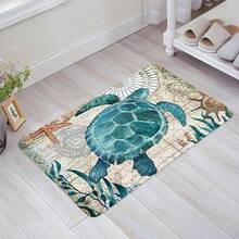 1pc Classic Vintage Sea Turtle Pattern Mat, Spring/Summer Sea Turtle Ocean Carpet, Bathroom Mat, Bathroom Carpet, Doormat, Small Rug, Carpet, Mat, Home Decor, Area Small Rug, Outdoor Mat, Home Decor, Area Rug, Bedroom Rug, Washable Carpet - A - View 11