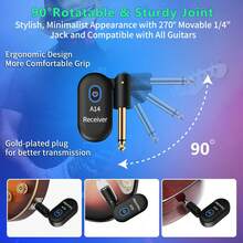 Wireless Guitar System 2.4GHz 2 Modes, Thumb-Size, 90° Rotatable, 100ft Range, Wireless Guitar Transmitter Receiver Plug & Play For Guitar, Bass, Violin, Keyboard - 黑色 - 查看 4