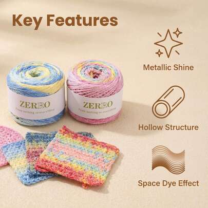 100g/Pack 22 Colors Gradient Sequin Hollow Yarn, Handmade Crochet DIY Materials, For Bag, Doll, Coaster, Shiny Knitting Yarn