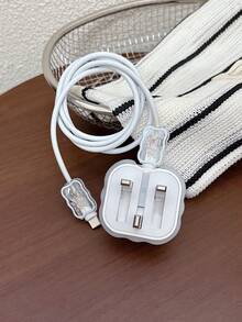 Set de 3 protectores de cable de carga con patrón de elefante, adecuado para cargador rápido Apple de 20W estándar del Reino Unido - Multicolor - Ver 3