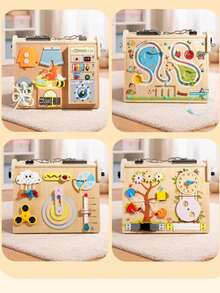 1 Set Juguete de interruptor de madera, juguete educativo de rompecabezas para niños, juguete de tablero ocupado para el aprendizaje temprano para entrenamiento de enfoque en bloqueo y piano - Multicolor - Ver 5