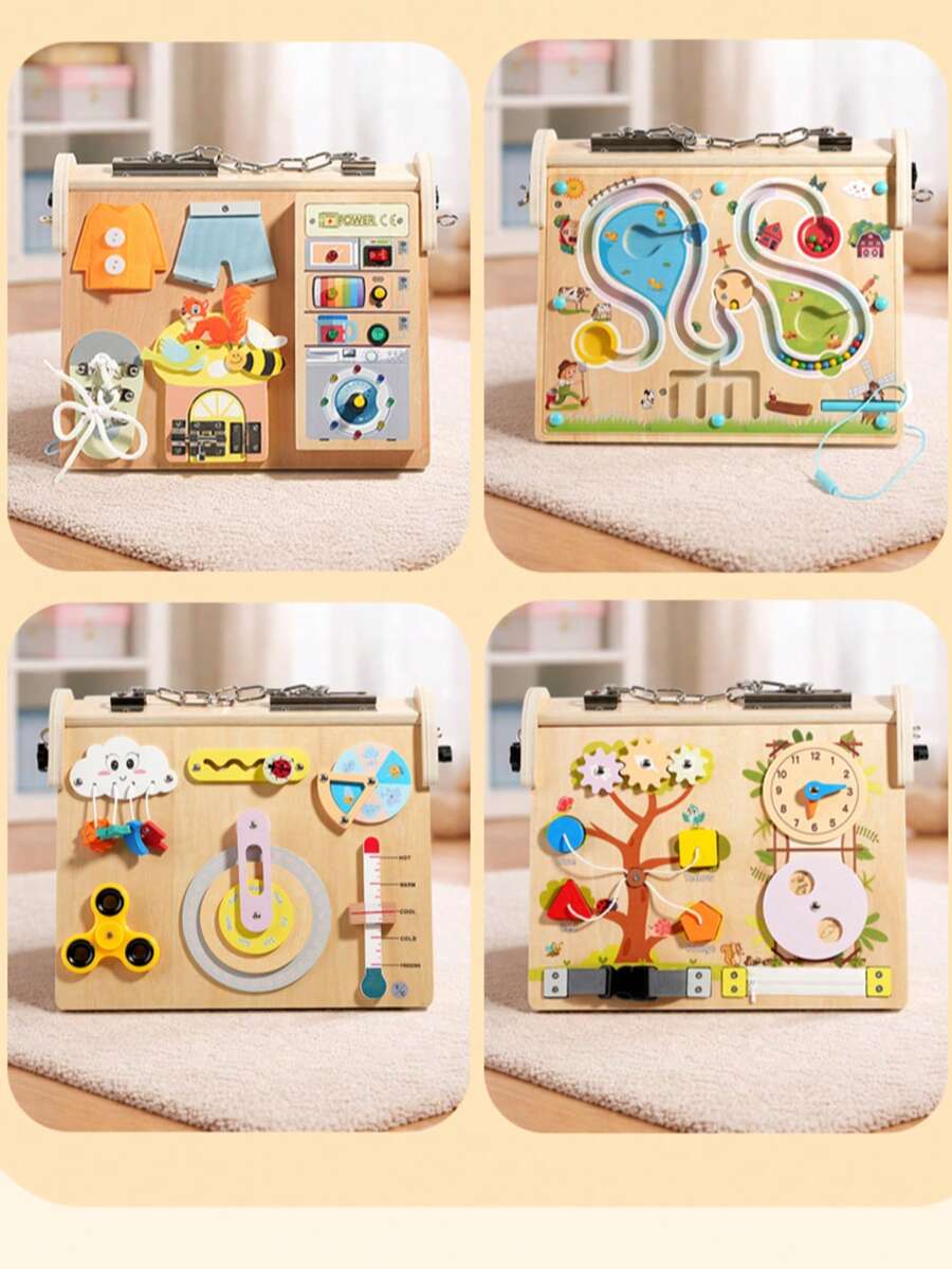 1 Set Wooden Switch Toy, Children's Educational Puzzle Toy, Busy Board Early Learning Toy For Lock Knocking Piano Focus Training