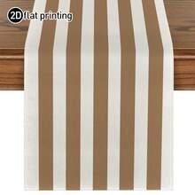 1pc Bohemian Style Minimalist Striped Pattern Table Runner, Textured Rectangular Tablecloth Suitable For Dining Table, Coffee Table, Home Decor, Durable Kitchen And Dining Room Decoration, Table Decor - Camel - View 13